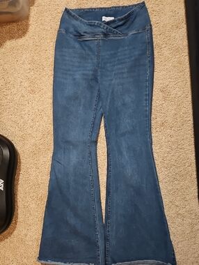 Vanilla Star Dark Blue Flared Maternity Jeans